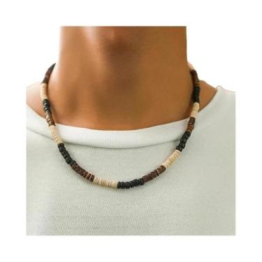 Imagem de Colar Masculino De Verão Com Contas De Madeira, Estilo Surfista, Feito