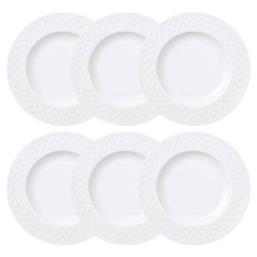 Imagem de Jogo 6 Pratos para Sobremesa Porcelana Branca 21cm Tramontina Mesa Posta Sobremesa Doces Ingrid