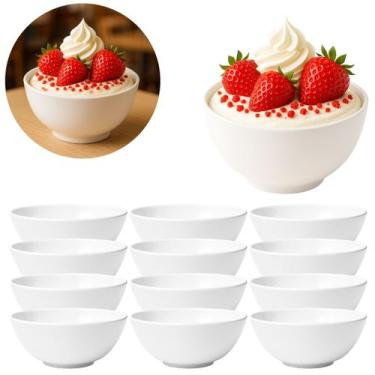 Imagem de 12 Tigelas de Melamina Premium 500ml Bowl Pote Branco - Veneza