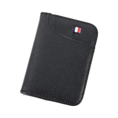 Imagem de Carteira Masculina Fina De Couro PU Macio, Mini Porta-cartões De Ident