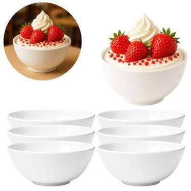 Imagem de 6 Tigelas de Melamina Premium 500ml Bowl Pote Branco - Veneza