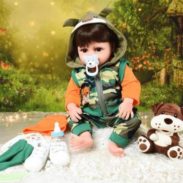 Imagem de Bebê Reborn Exclusivo Bulldog Acessórios Completo Camuflado Articulado