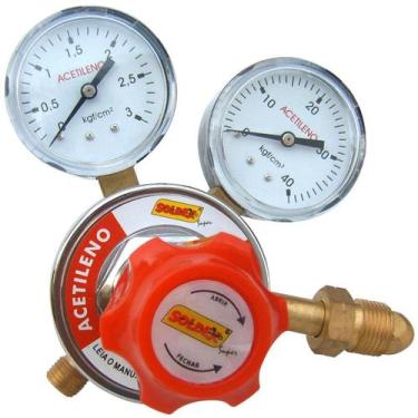 Imagem de Regulador De Pressão Acetileno Com 2 Manômetro Ss-201 Soldex