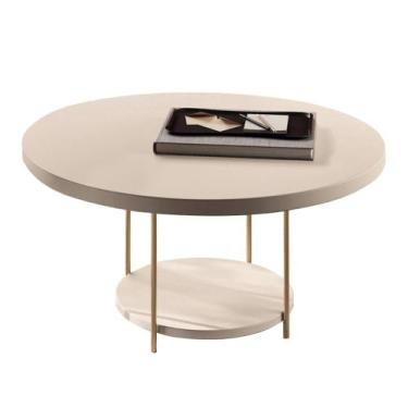 Imagem de Mesa de Centro Redonda Pés Metálicos Mindy H01 Off White - Mpozenato, 