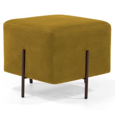 Imagem de Puff Decorativo 45cm Base Aço Status B-279 Veludo Mostarda
