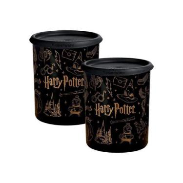 Imagem de Kit 2 Potes Tupperware Instantânea Mágica Harry Potter Hogwarts Preto 