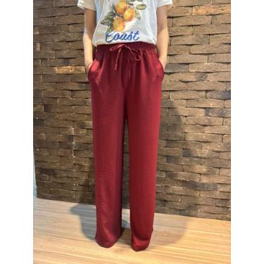 Imagem de Calça Feminina Pantalona Duna Wide Leg Com Elástico E Bolso - Tam. G -