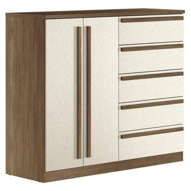 Imagem de Comoda 2 Portas 5 Gavetas Malaga Gold Jatobá Areia Acetinado - Santos Andirá