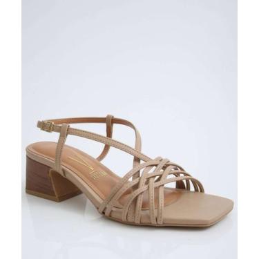 Imagem de Sandália Feminina Salto Grosso Vizzano-11206, Bege, 38
