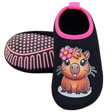 Imagem de Meia Menina Infantil Antiderrapante Capivara S-121 - Magicc Kids, 17/1