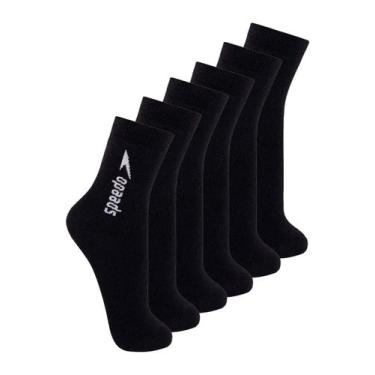 Imagem de Kit com 6 Pares de Meias Esportiva Cano Médio Speedo 8032, Preto, 33-3
