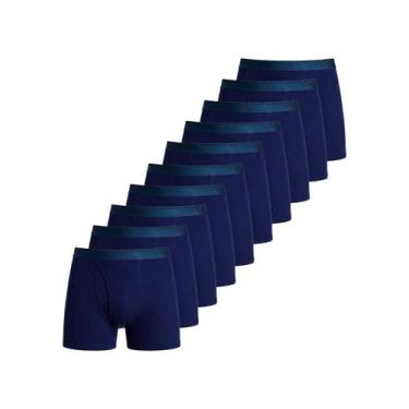 Imagem de Kit com 10 Cuecas Boxer Lupo com Abertura 660-003, Azul marinho, G