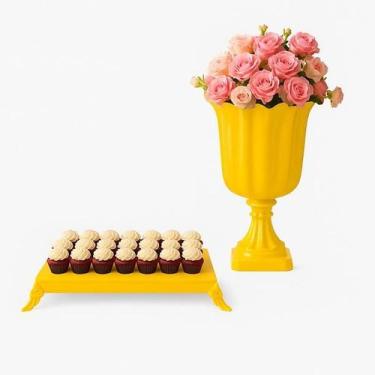 Imagem de Kit Festa Mesa Decorada  1 Bandeja 1 Vaso Flor - Beva