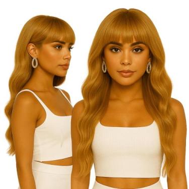 Imagem de Peruca Super Natural Ondulada com Franja Orgânica Com Ajuste Interno +