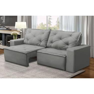 Imagem de Sofá Retrátil e Reclinável 3 lugares com Molas 1,80m Alana Suede Cinza
