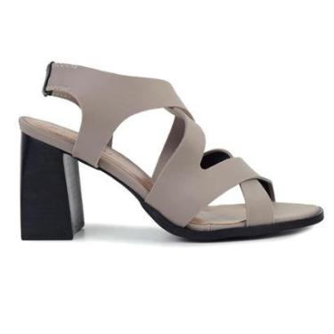 Imagem de Sandália Feminina Sttern Salto Alto Lycra Cinza Fendy - 2389-Feminino