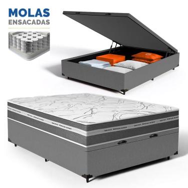 Imagem de Cama Box Baú com Colchão de Molas Ensacadas Luve Casal 138cm