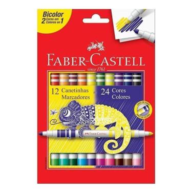 Imagem de Canetinha Hidrográfica 150612N 12 Bicolor - Faber Castell