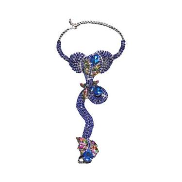 Imagem de Pulseira De Cobra Gótica Punk Feminina Com Cristais E Strass, Anel De 