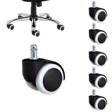 Imagem de Rodinha Giratoria de Cadeira Escritorio Kit 5 Uni Resistente Home Office Casa Ensroscar Trabalho Estudo Quarto