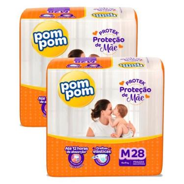 Imagem de Kit 2 Fraldas Pom Pom Protek Proteção de Mãe Jumbo M com 28un cada