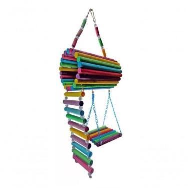 Imagem de Brinquedo Aves Roedores Playground Toca Casinha Ponte Escada - SHOPPIN