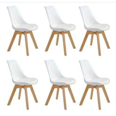 Imagem de Kit Com 6 Cadeiras Leda Brancas Estofadas  Elegância E Conforto Para C