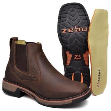 Imagem de Bota Botina Masculina Zebu Couro Legítimo Original Confortável e Leve-Masculino