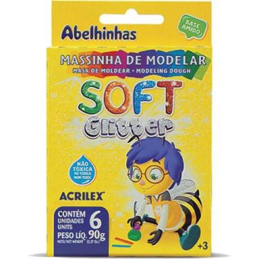 Imagem de Massa para Modelar SOFT C/06 Cores 90G. C/GLITER PCT.C/06 - Acrilex