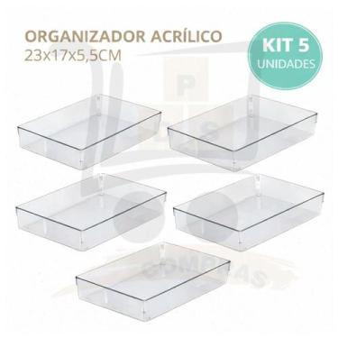 Imagem de Kit Organizador Geladeira Gaveta Banheiro Maquiagem Acrilico Transpare