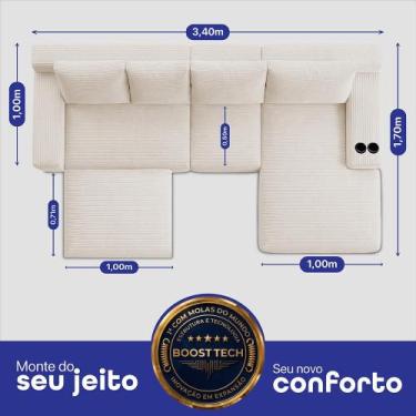 Imagem de Sofá Modular Evo de 4 Lugares com apoio Chaise Dir Evo. Four 3,40m Boo