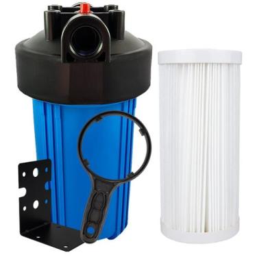 Imagem de Kit Completo Filtro Big Blue 10 + 1 Plissado Lavável 5 Micra Cor Azul 