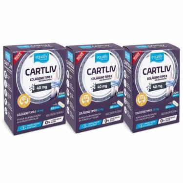 Imagem de Colágeno Não Hidrolisado Tipo II Cartliv Com 60 Cápsulas Kit Com 3 Uni