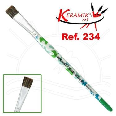 Imagem de Pincel Keramik Estampado Verde 234s - Chato, No 8