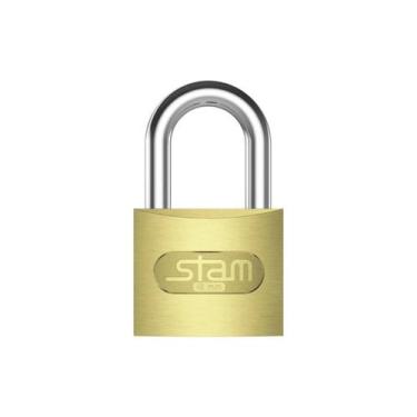 Imagem de Cadeado segurança Stam original zamac latonado 20mm a 50mm, 45MM