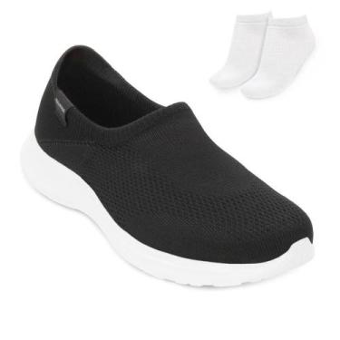 Imagem de Tênis Slip On Rainha Charm e Meia RN25, 38, Preto, Branco
