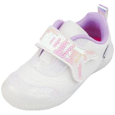 Imagem de Tenis Infantil Menina Casual Macio Sereia Brilhante Pampili, Branco, L