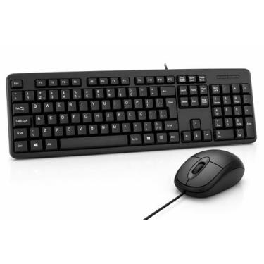 Imagem de Kit Teclado Mouse USB Ergonômico Plug and Play Para Escritório Trabalh