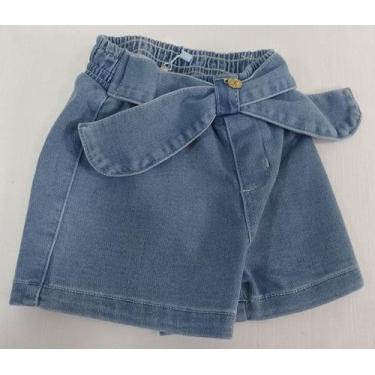 Imagem de Shorts Mole Jeans Luxo Bebê Menina Verão Lessa Kids Ref 8173, Marinho,