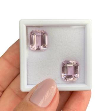 Imagem de Kunzita Rosa EmeraldCut Baguete Par 16,89ct - ENE2ESE
