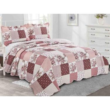 Imagem de Cobre Leito Colcha King Size Dupla Face Evolution Patchwork Estampada 