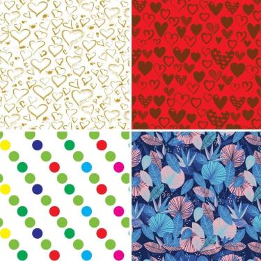 Imagem de Papel de Presente Gessele Couche Fantasia Feminino II 50x60cm 4 Modelos Sortimento 235-248-270-280
