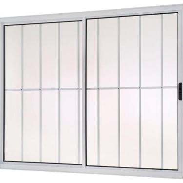 Imagem de Janela Correr 2 Folhas Móveis com Grade Vidro Liso 120x100cm Ecosul Es