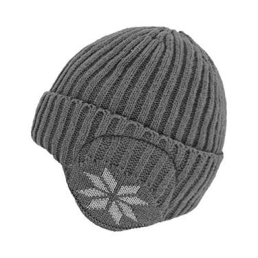 Imagem de Gorro De Lã Tricotado Masculino Para Inverno Com Proteção De Orelha Em