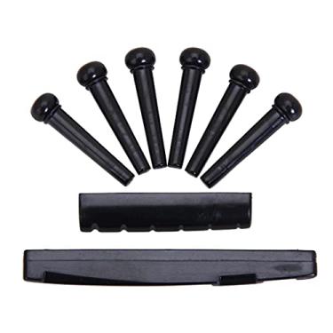 Imagem de Conjunto NC de pinos de ponte de guitarra acústica com porca de sela, instrumento musical preto