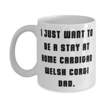 Imagem de Cardigã galês Corgi para presente de cachorro, I Just Want to Be a Stay at Home, cardigã galês, Natal 325 g, caneca de 425 g para cardigã cachorro galês Corgi