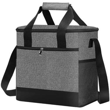 Imagem de KEAIDO Lancheira com isolamento térmico, lancheira portátil, reutilizável, térmica, à prova d'água, para escola, escritório, trabalho com alça de ombro ajustável, bolsa organizadora de piquenique de grande capacidade de 15 litros (cinza)