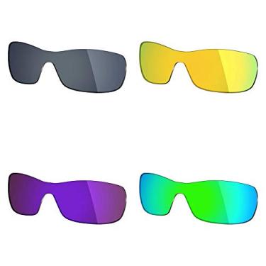 Imagem de 4 pares de lentes polarizadas de substituição Mryok para óculos de sol Oakley Antix – Preto IR/ouro 24K/roxo de plasma/verde esmeralda