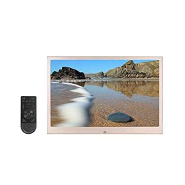 Imagem de JWCN Moldura para foto, 38 cm, liga de alumínio, ultrafina, lateral estreita, HD 1080p, montagem na parede, controle remoto digital, máquina de publicidade de álbum eletrônico - compatibilidade com presente, ouro, atualizado