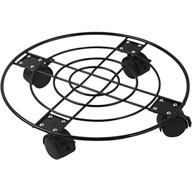 Imagem de Maogear Vasos para plantar com rodas redondas para jardim, suporte de flores de metal, para ambientes externos e internos (32 cm)